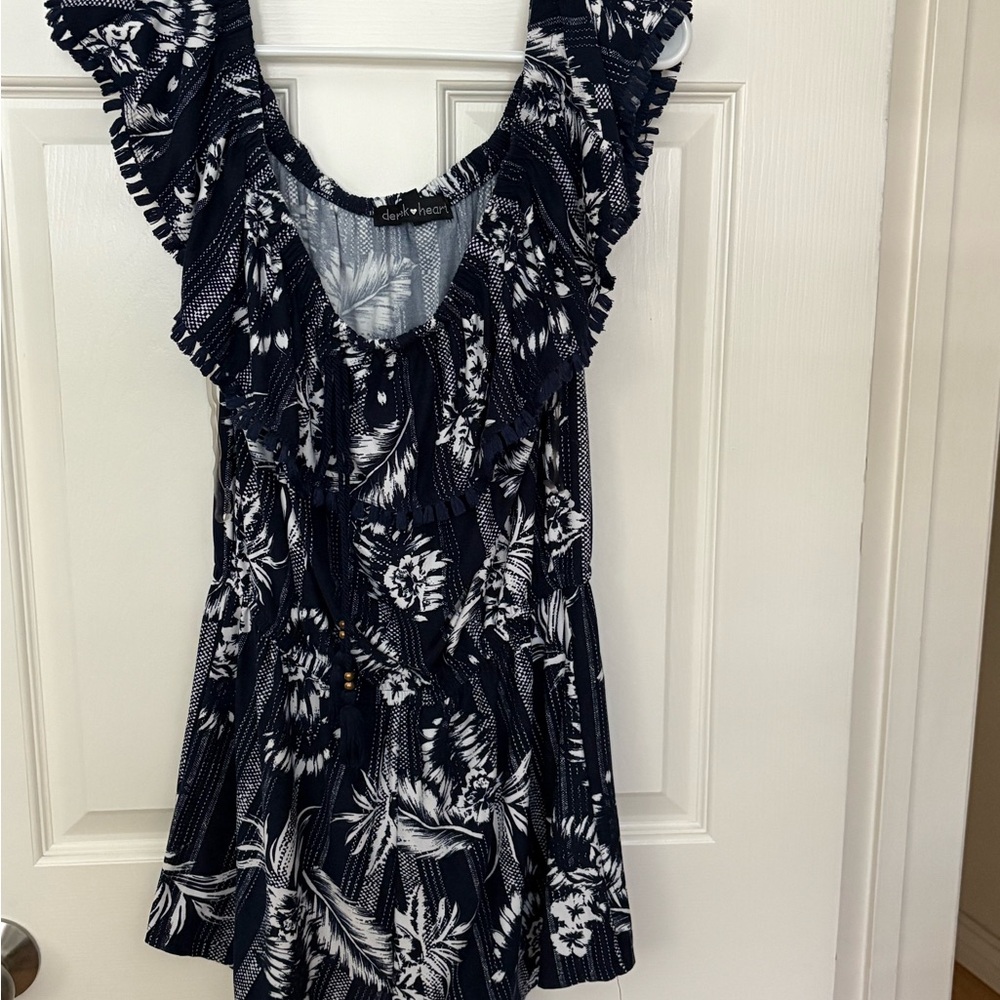 Women’s Derek Heart Navy Blue Floral Romper